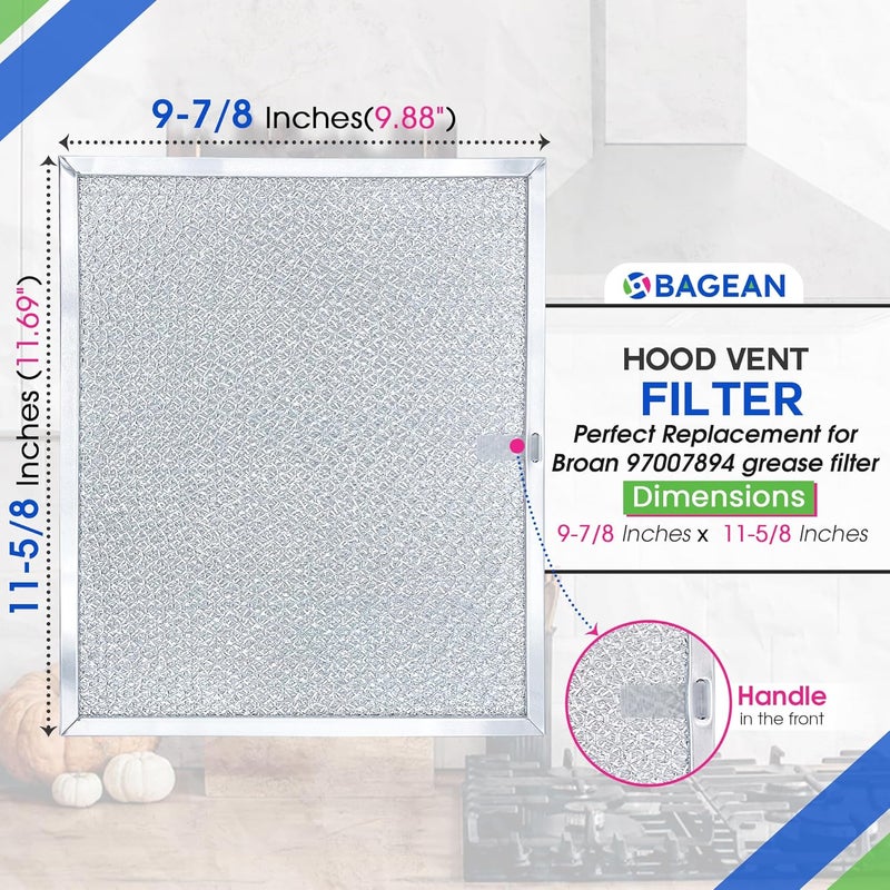 Bagean Stove Hood Vent Filter 9.87" x 11.62" 97007894 Compatible with Broan Range Hood Filter Replacement - Fit's Nutone Kitchen Exhaust Fan Screen - Blocks Grease & Filters Over Oven Air (1-Pack) - Image 3
